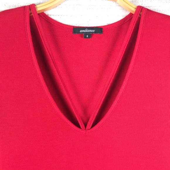 Ambiance V-Neck Strappy Short Sleeve Shirt - Picture 2 of 9